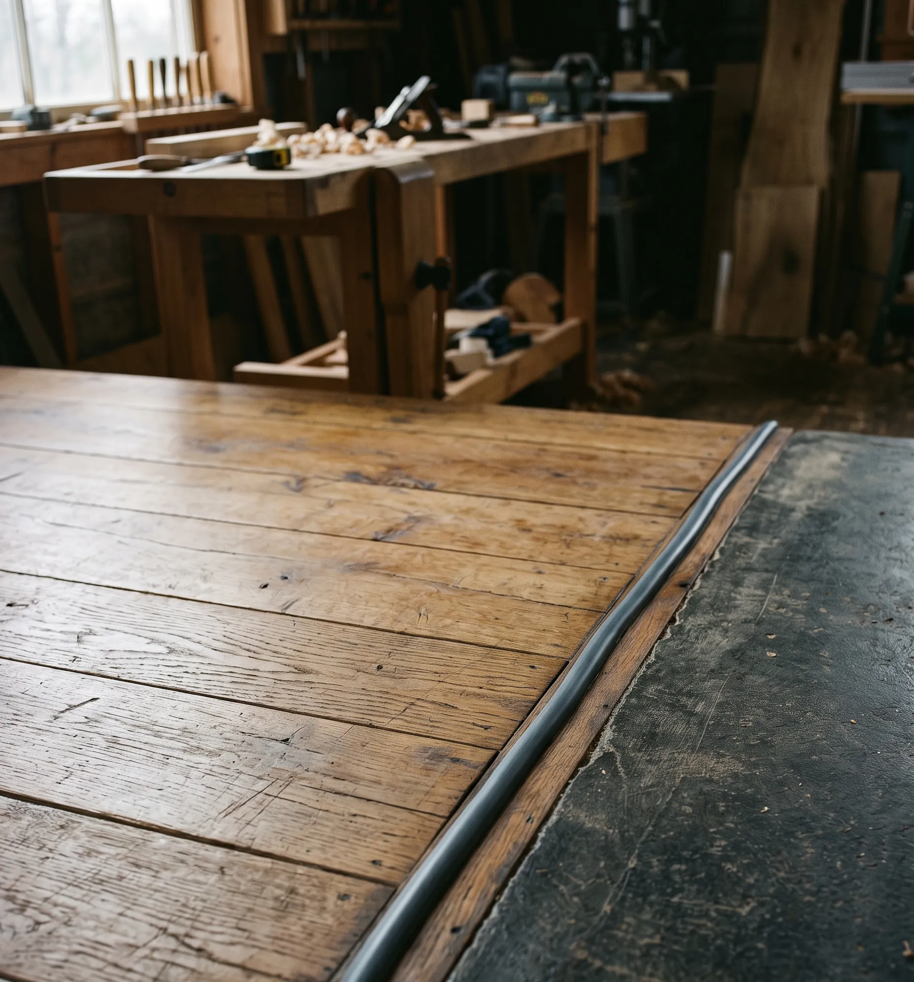Détail d'un joint d'étanchéité bien réalisé entre les lames d'un parquet