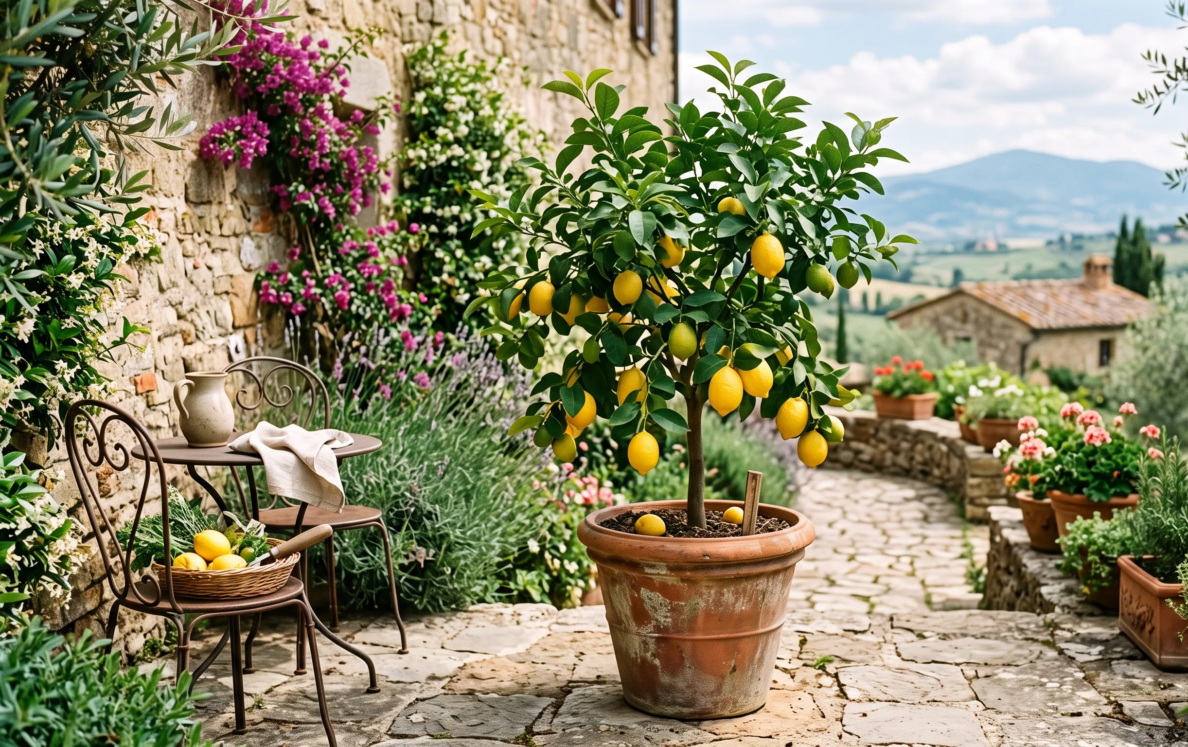 tailler les citronniers : Gros plan sur des sécateurs taillant délicatement une jeune branche de citronnier en extérieur